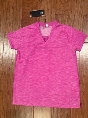 Under Armour Golf Threadborne Heat Gear Girls Short Sleeve Shirt Pink NWT YXL